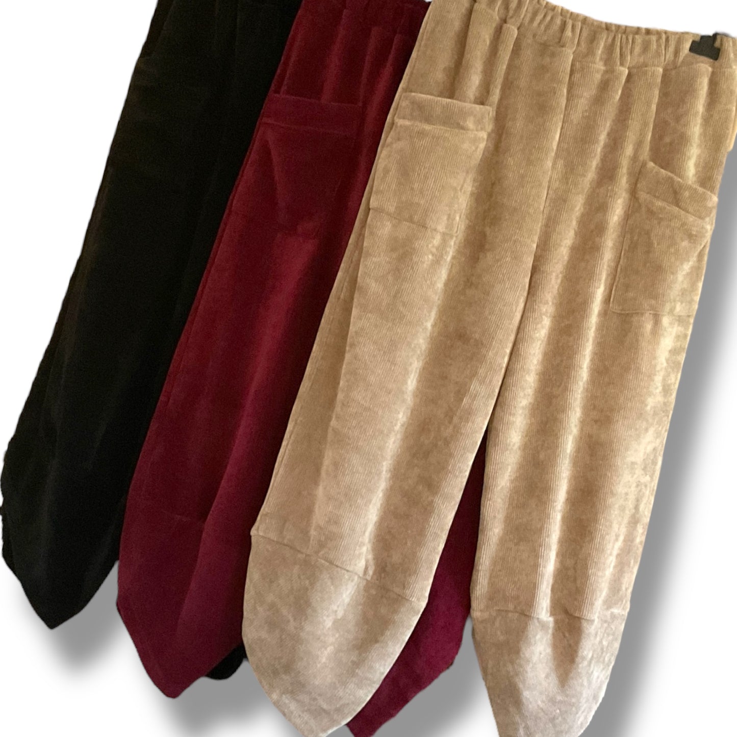 Tulip Leg Ribbed Velour Jogger Trousers (Ashdan)