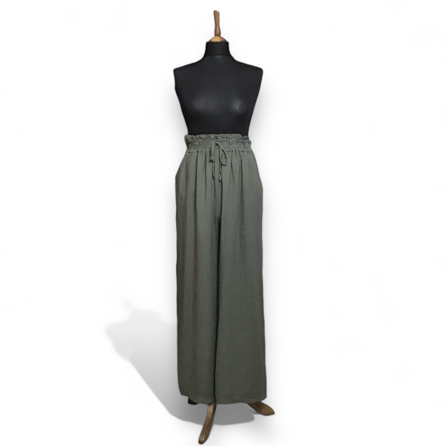 OAKLYN. Linen mix Trousers with elasticated waist & Pockets.