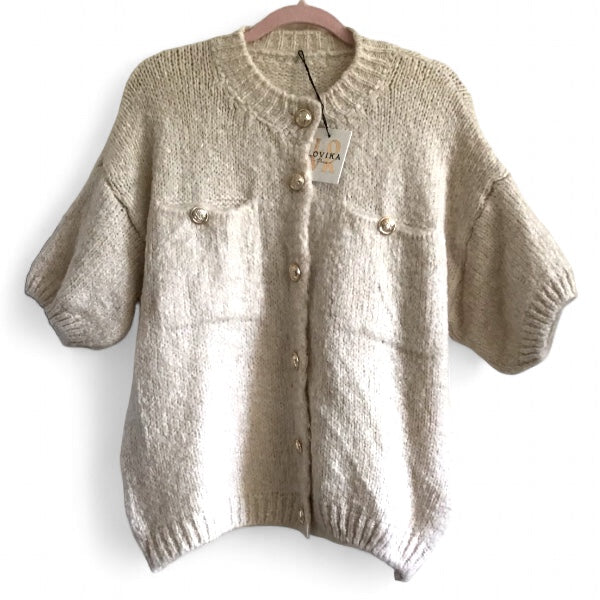 Lynette. Super Soft Knit Cardigan with Gold Buttons.