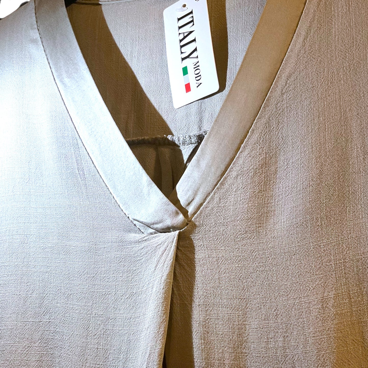 V-Neck Top with Satin Trim