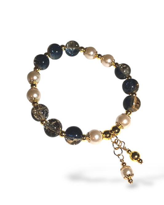 Golden Navy with Faux Pearls & Gold Accents