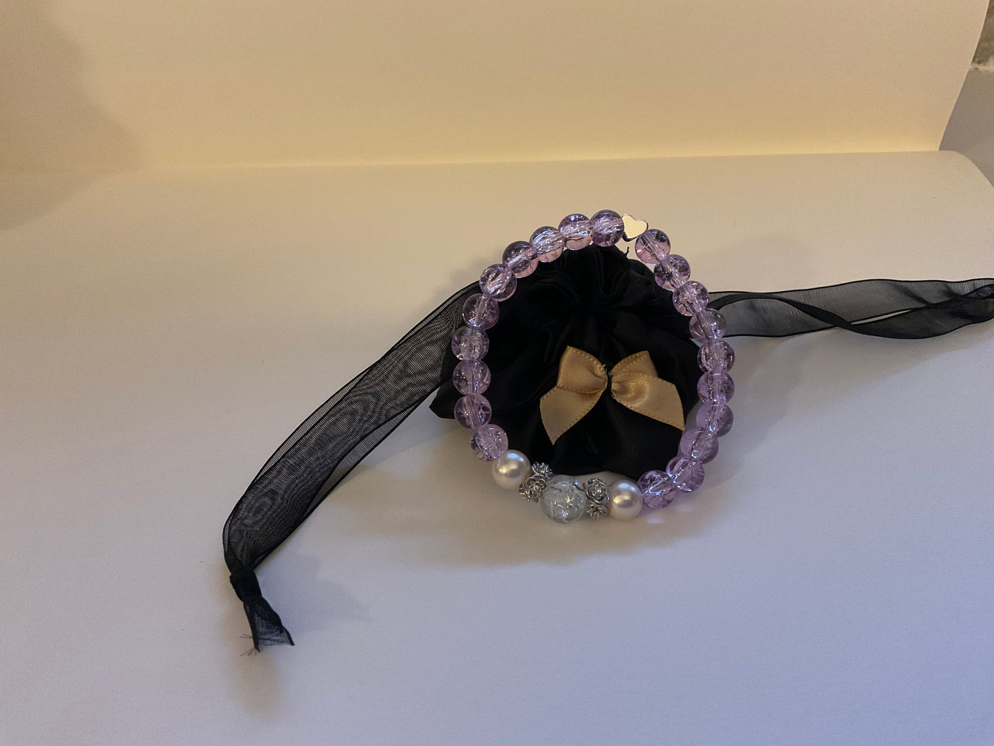 Soft Silver Rose Heart Bracelet