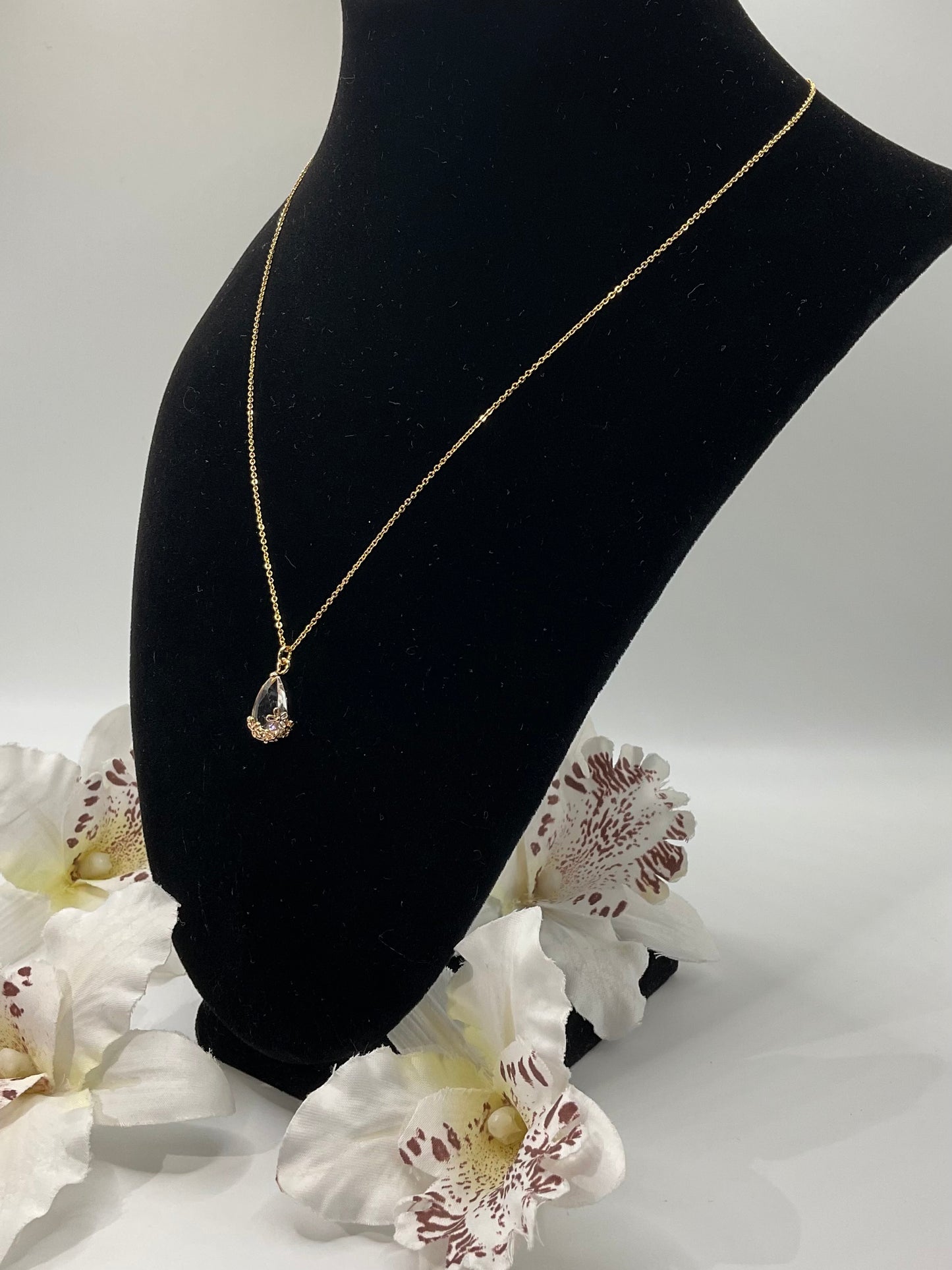 Rosette Crystal Drop Necklace