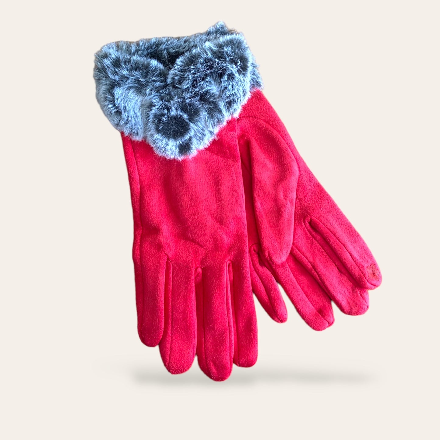 HAZEL. Elegant warm faux fur trim ladies gloves