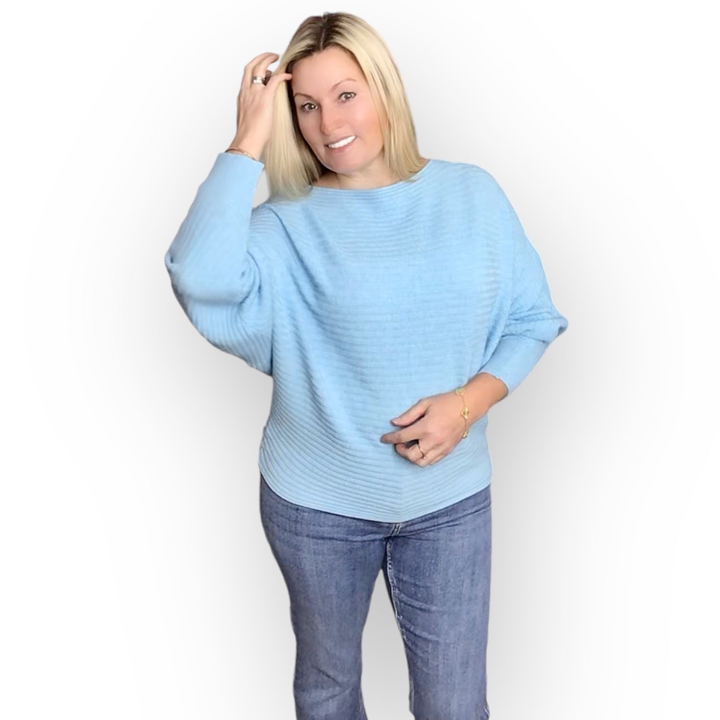 Morgan. Soft Ribbed Batwing Sweater Top