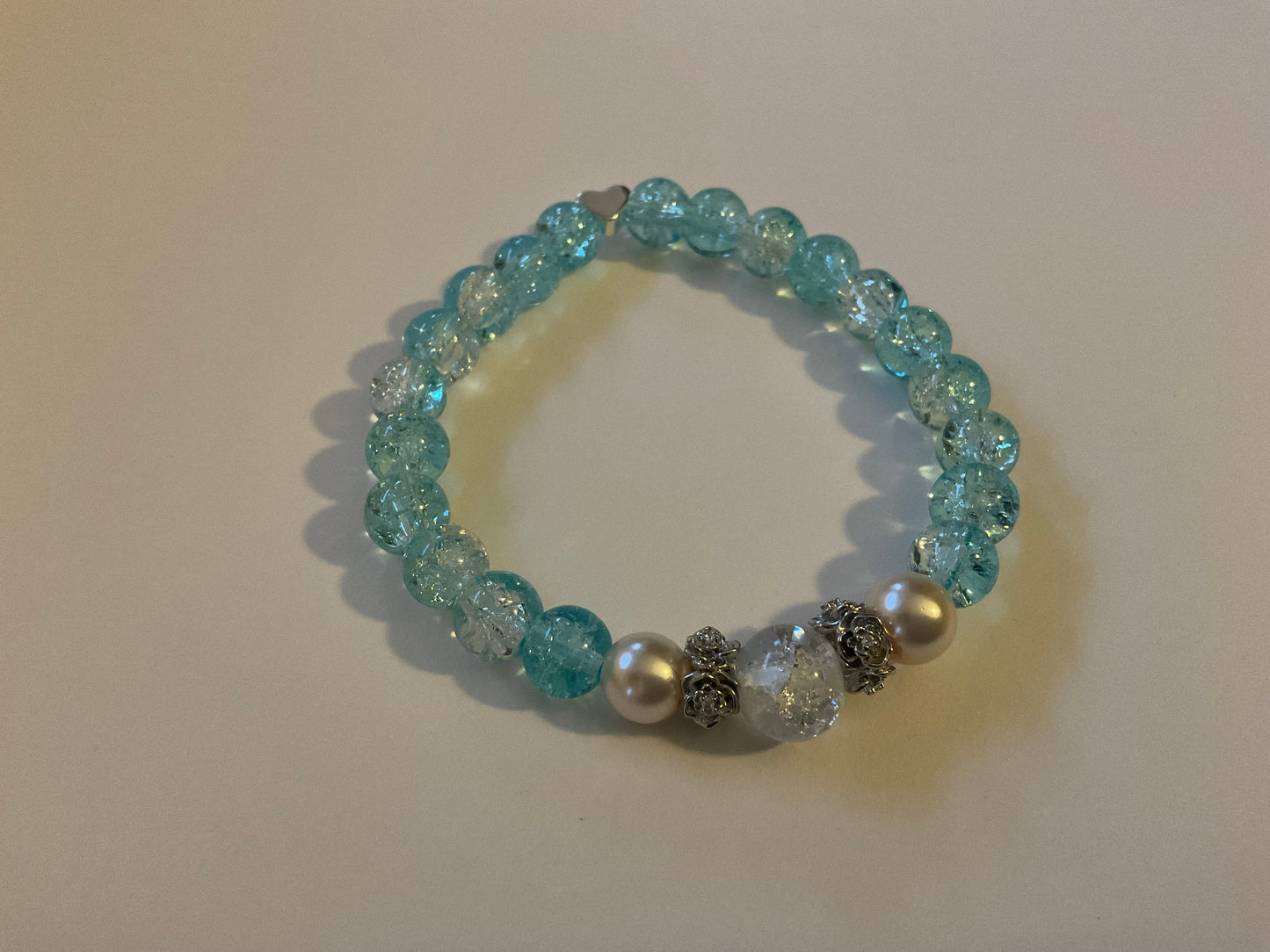 Soft Silver Rose Heart Bracelet