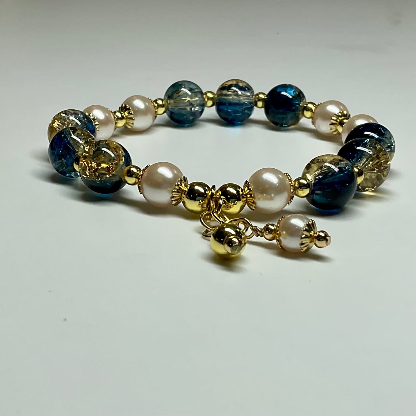 Golden Navy with Faux Pearls & Gold Accents