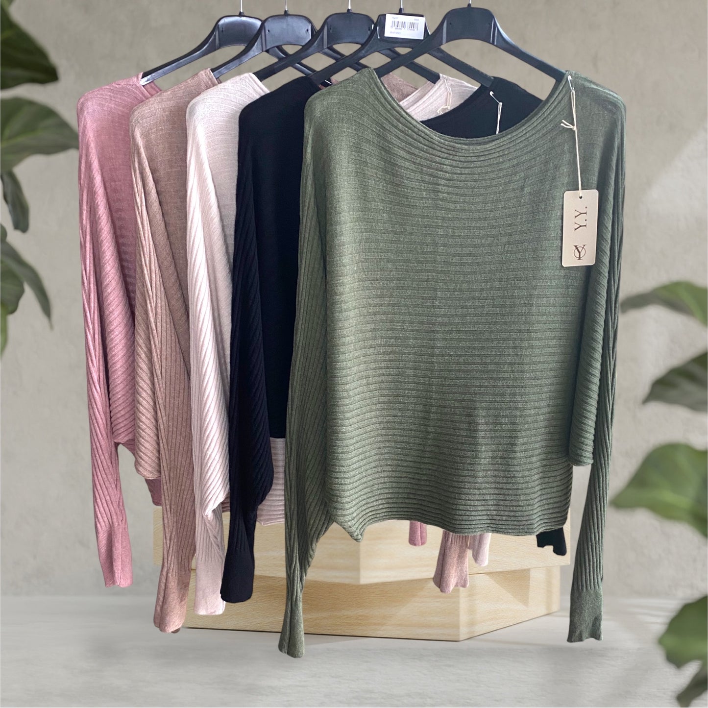 MORGAN. Soft feel ribbed batwing sweater top