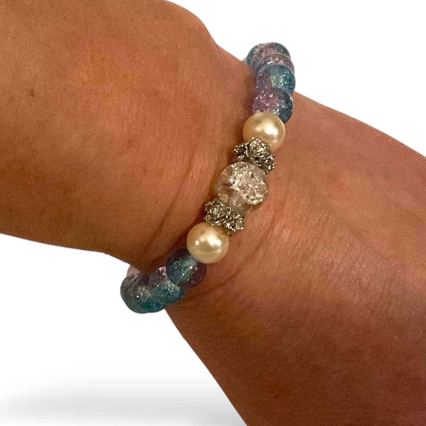 Soft Silver Rose Heart Bracelet