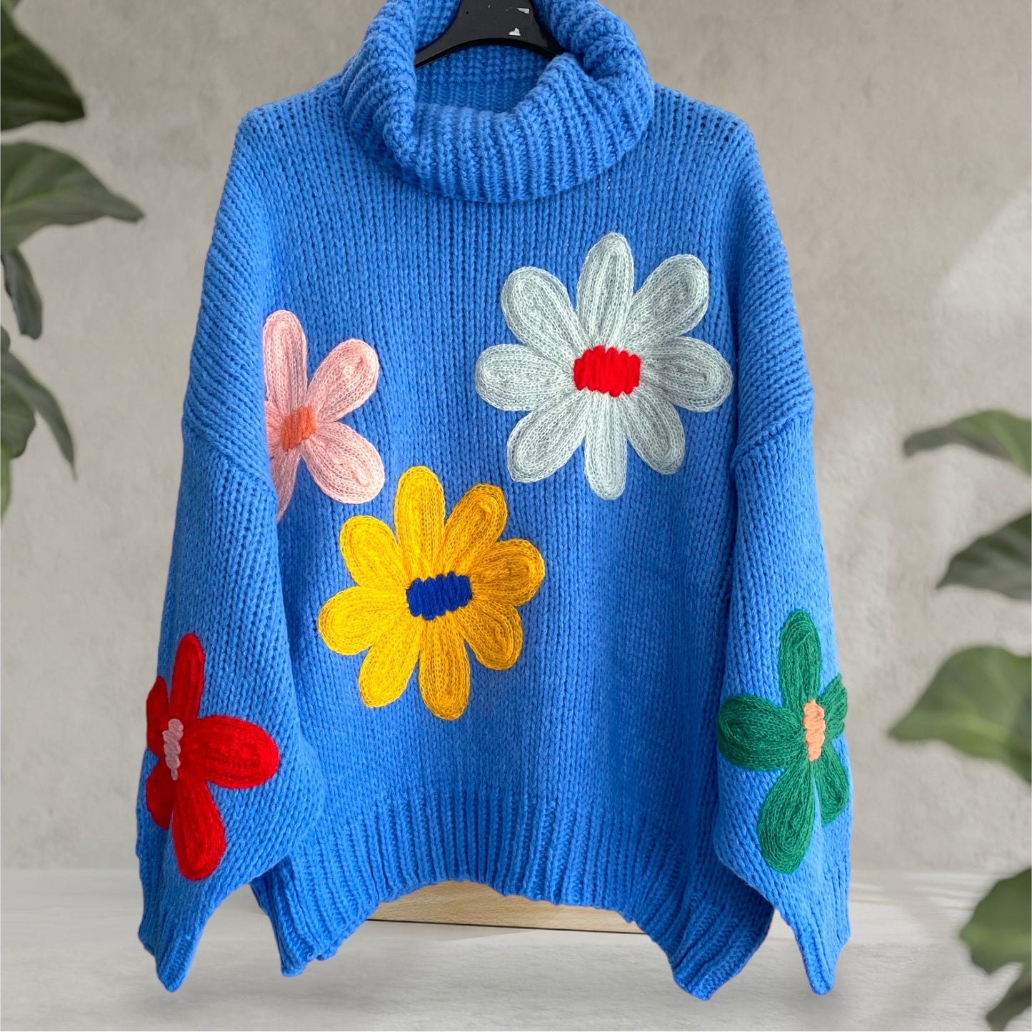 ALBA. Cozy knit roll neck daisy jumper