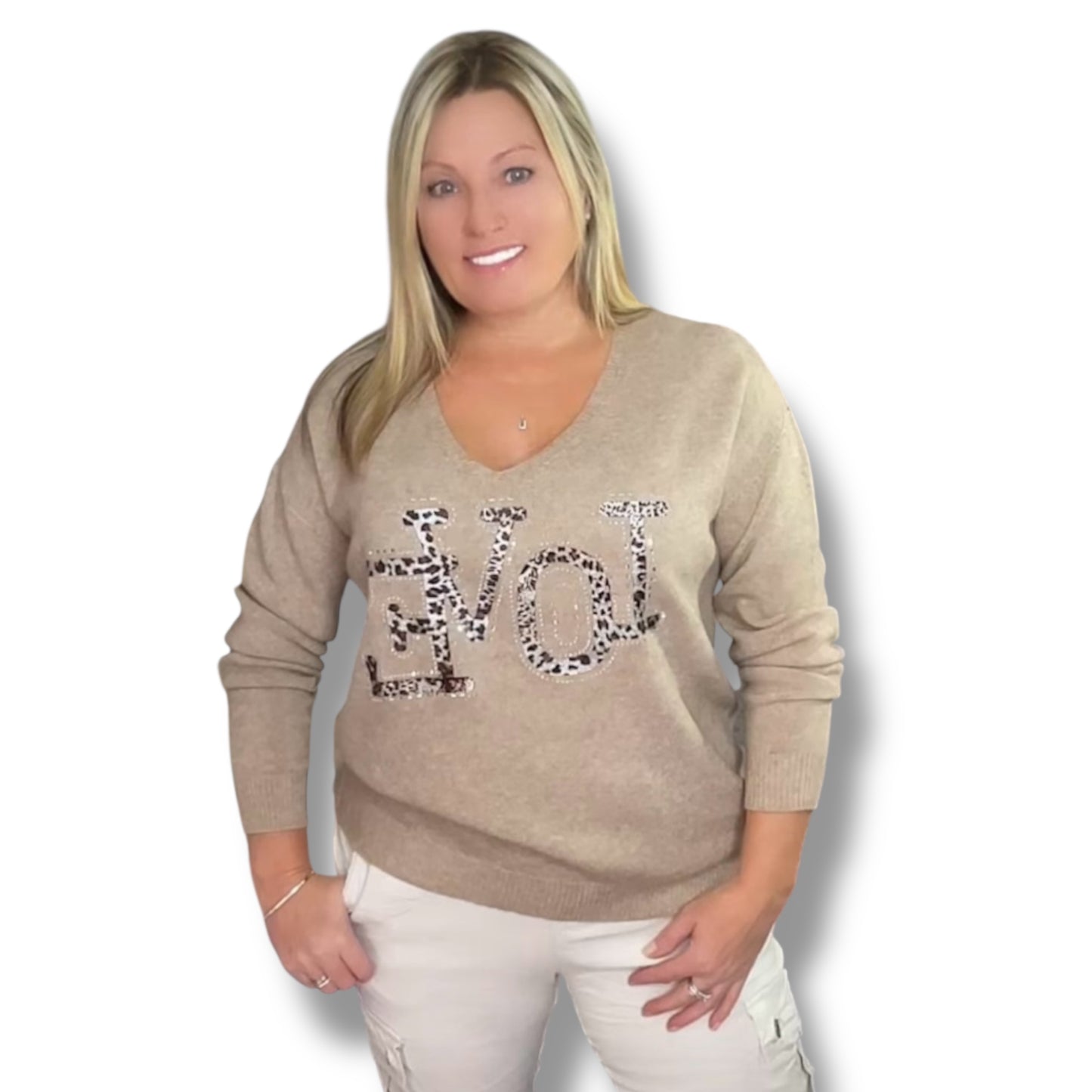 V-Neck LOVE Sweater (Alma)