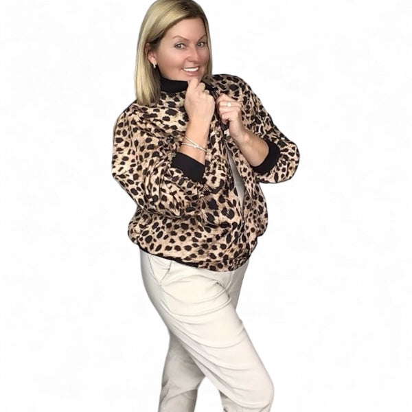 Bonnie Lightweight Animal Print Bomber Jacket