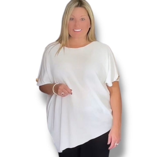 Asymmetrical Gold Button Top