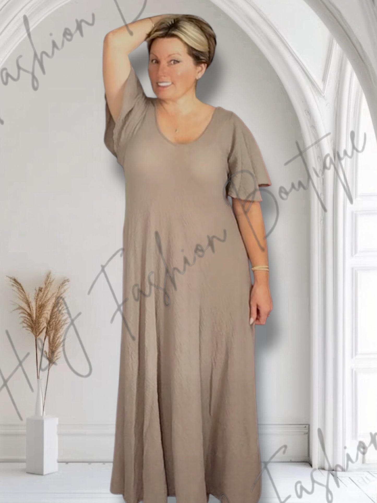 Harper Lightweight Flutter Sleeve MIDI Dress