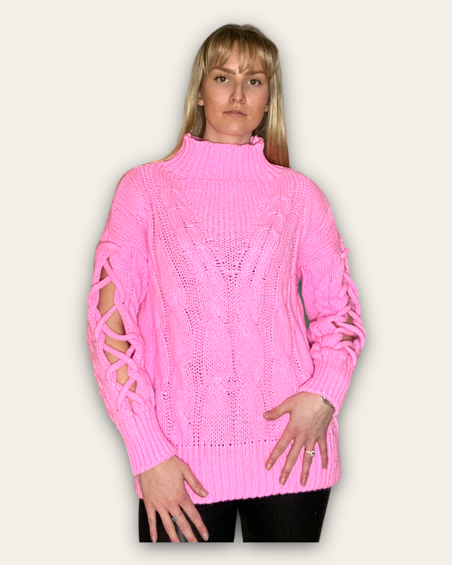 JESSLYN. Braided sleeve chunky knit jumper