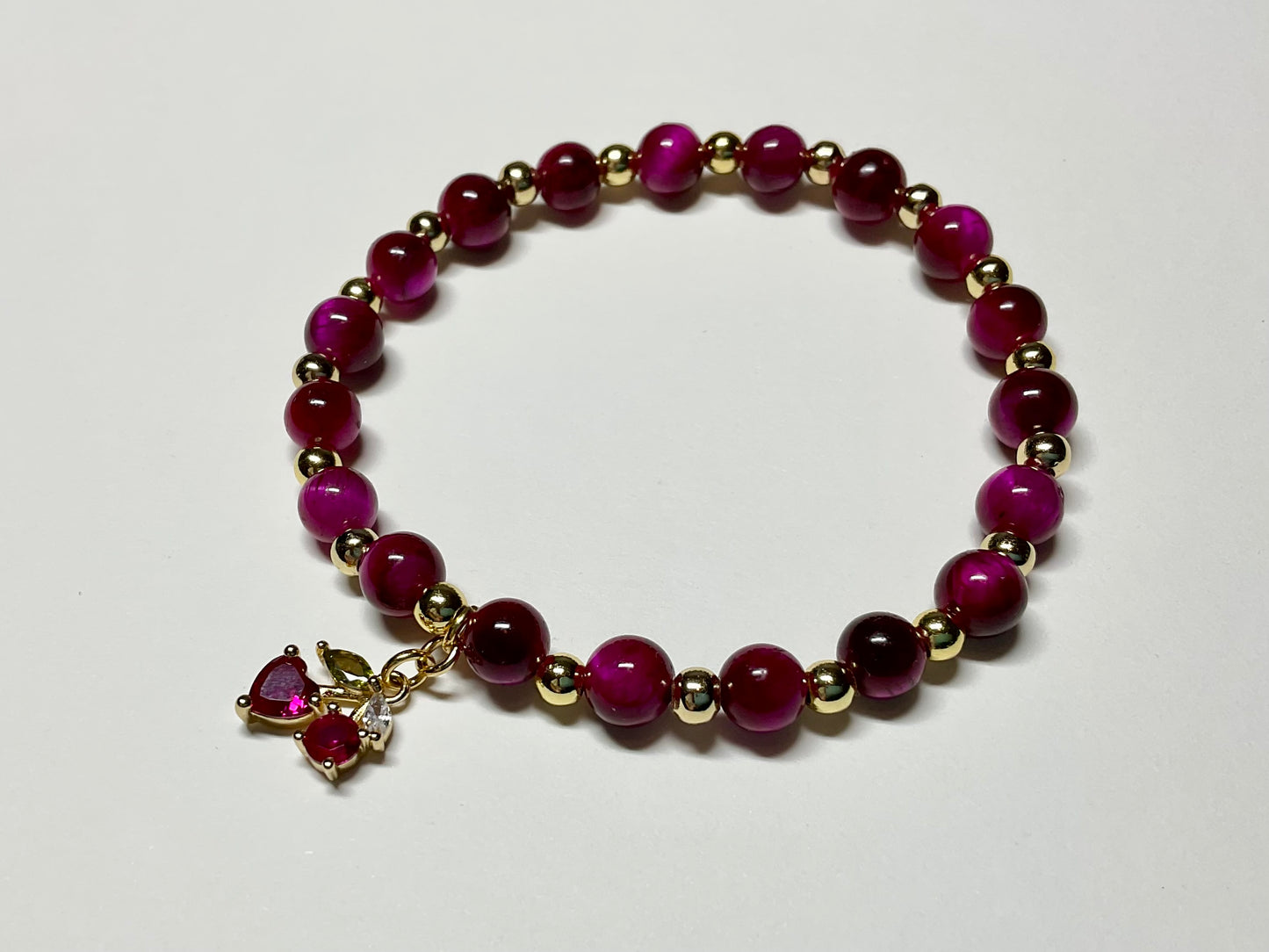 Crimson Tiger Eye Charm Bracelet