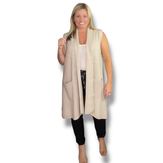 Longline Fine Knit Waistcoat (Ada)