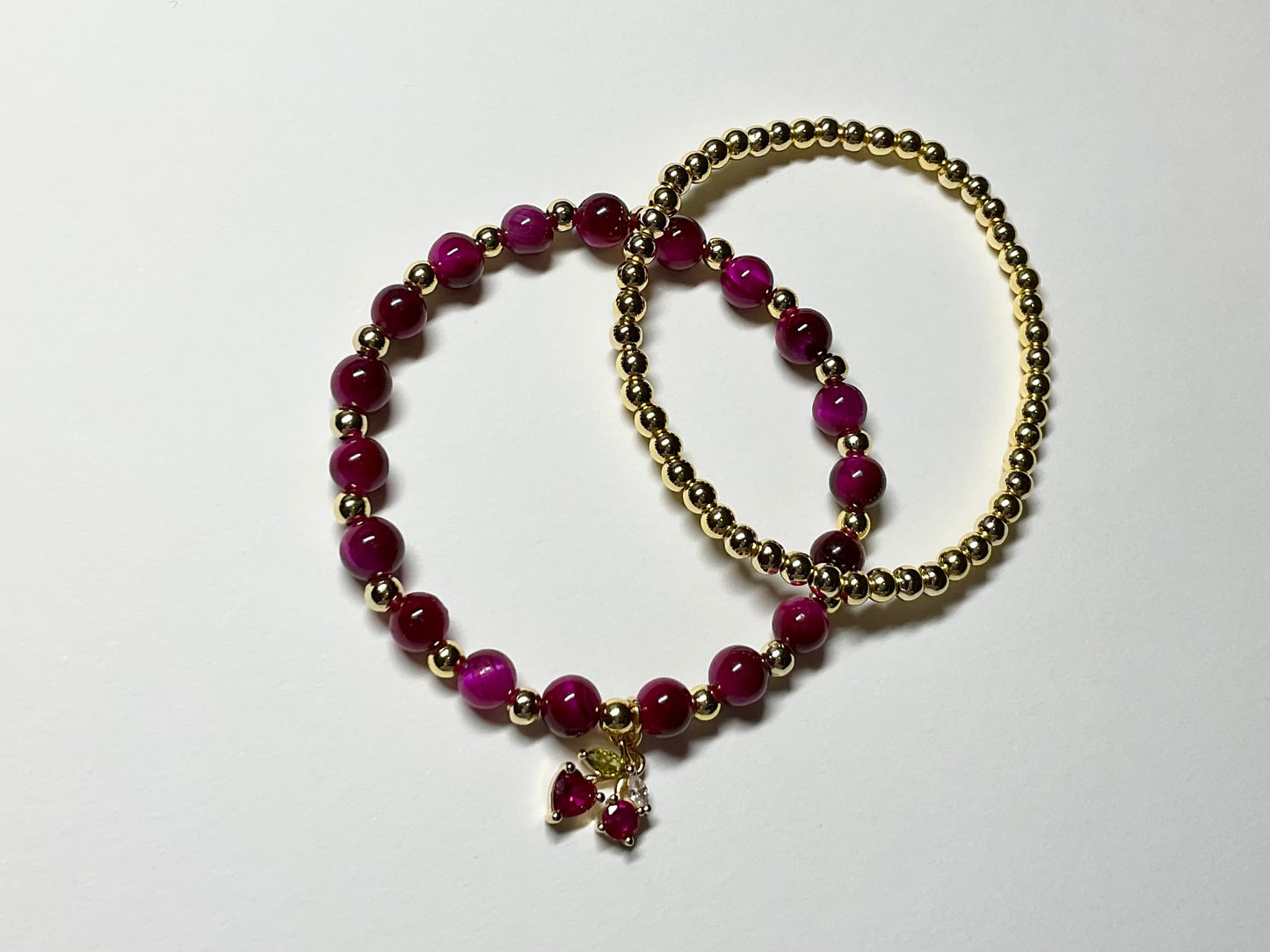 Crimson Tiger Eye Charm Bracelet