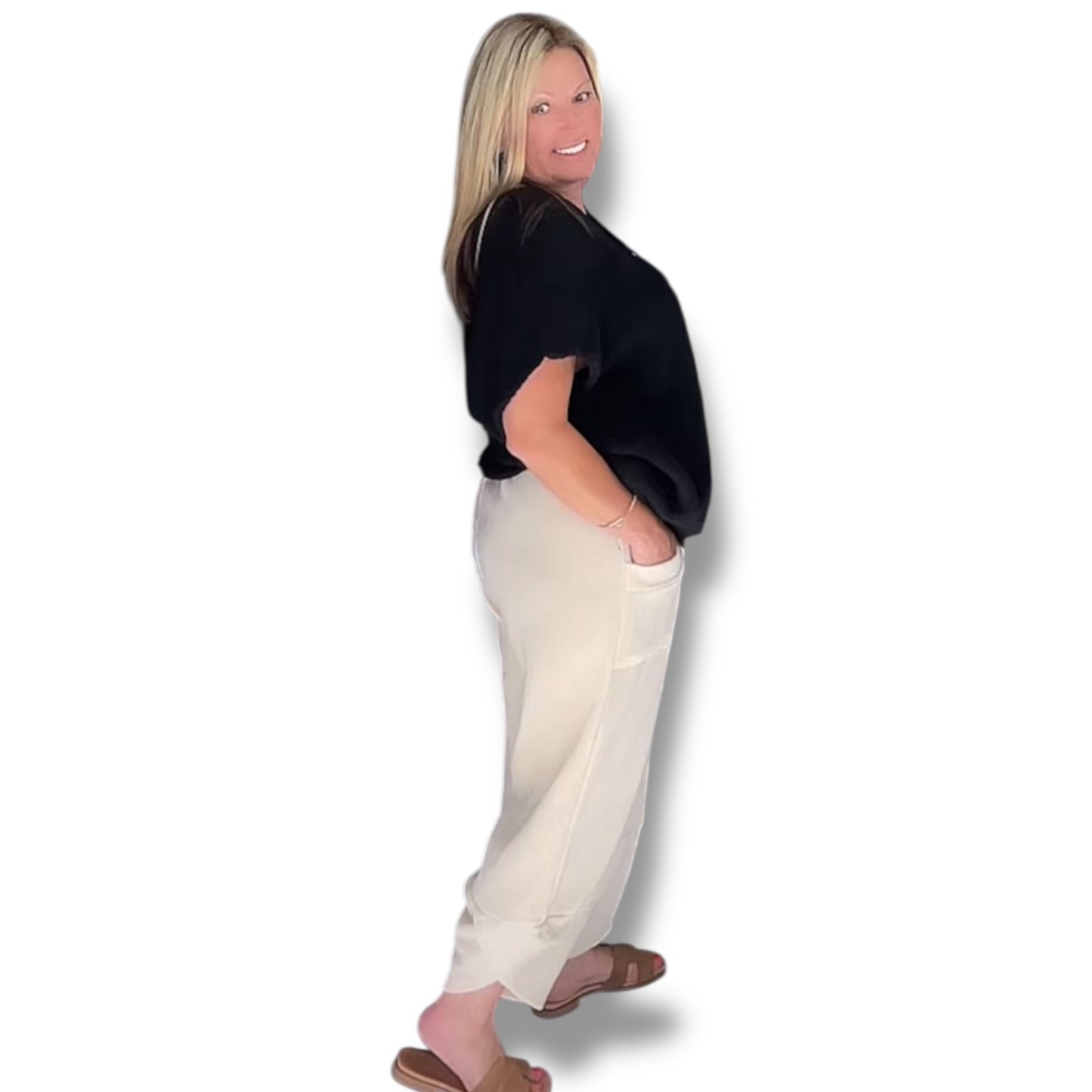 Tulip Leg Ribbed Velour Jogger Trousers (Ashdan)