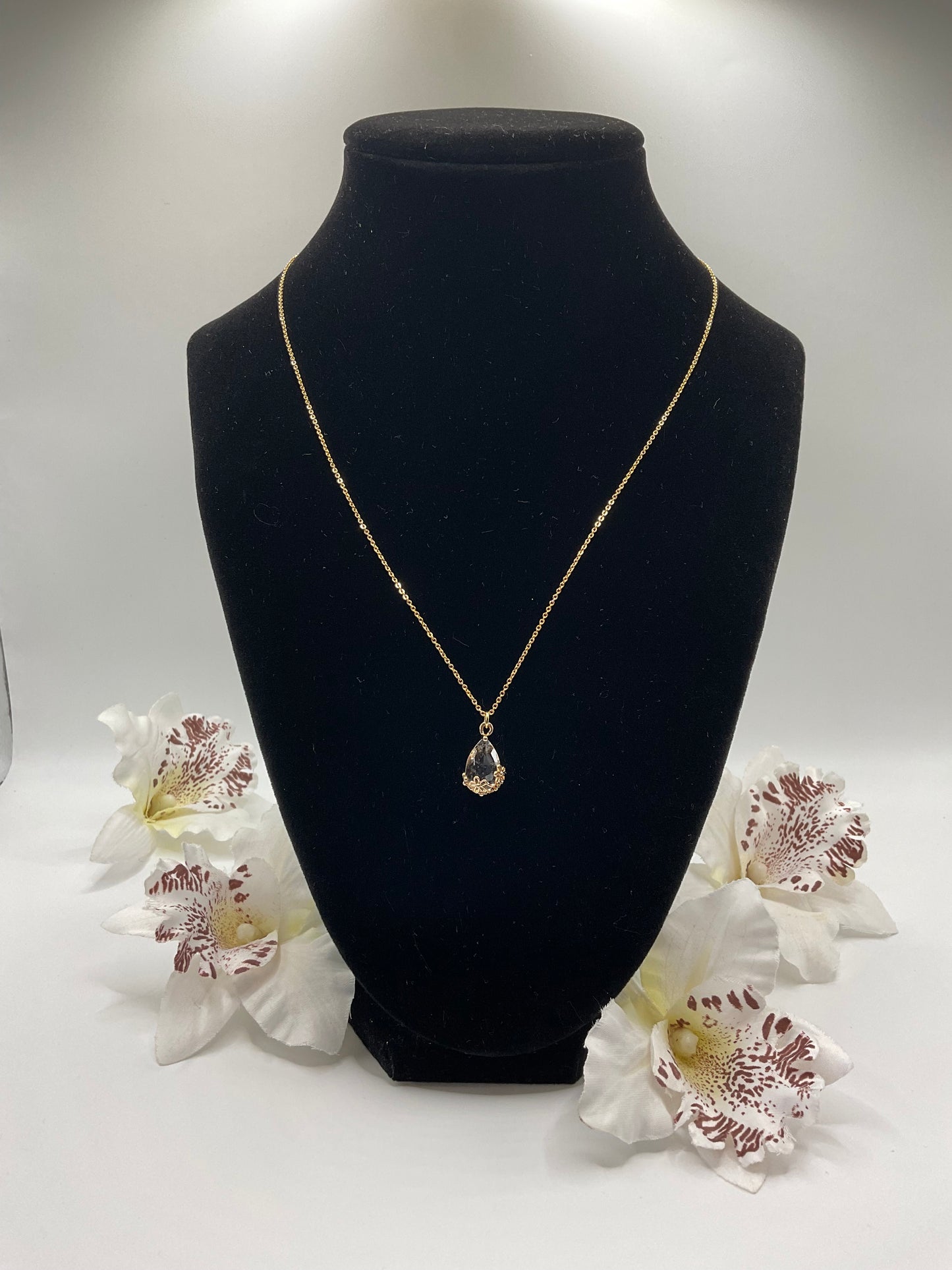 Rosette Crystal Drop Necklace