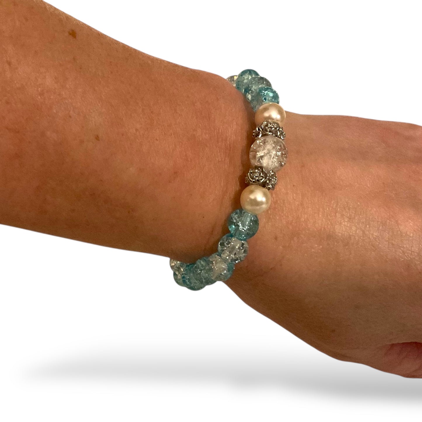 Soft Silver Rose Heart Bracelet