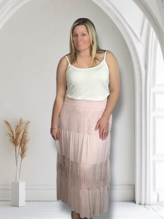 Patsy. Laser Cut Detail Skirt with Belt