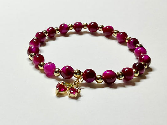 Crimson Tiger Eye Charm Bracelet