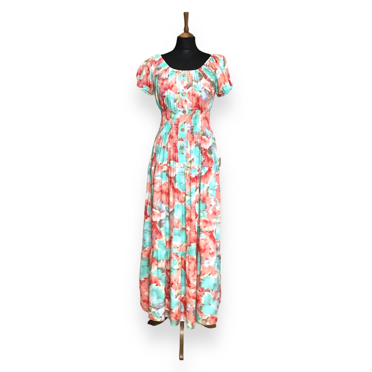 MERVYN. Smocked Waist Floral Magic Maxi Dress