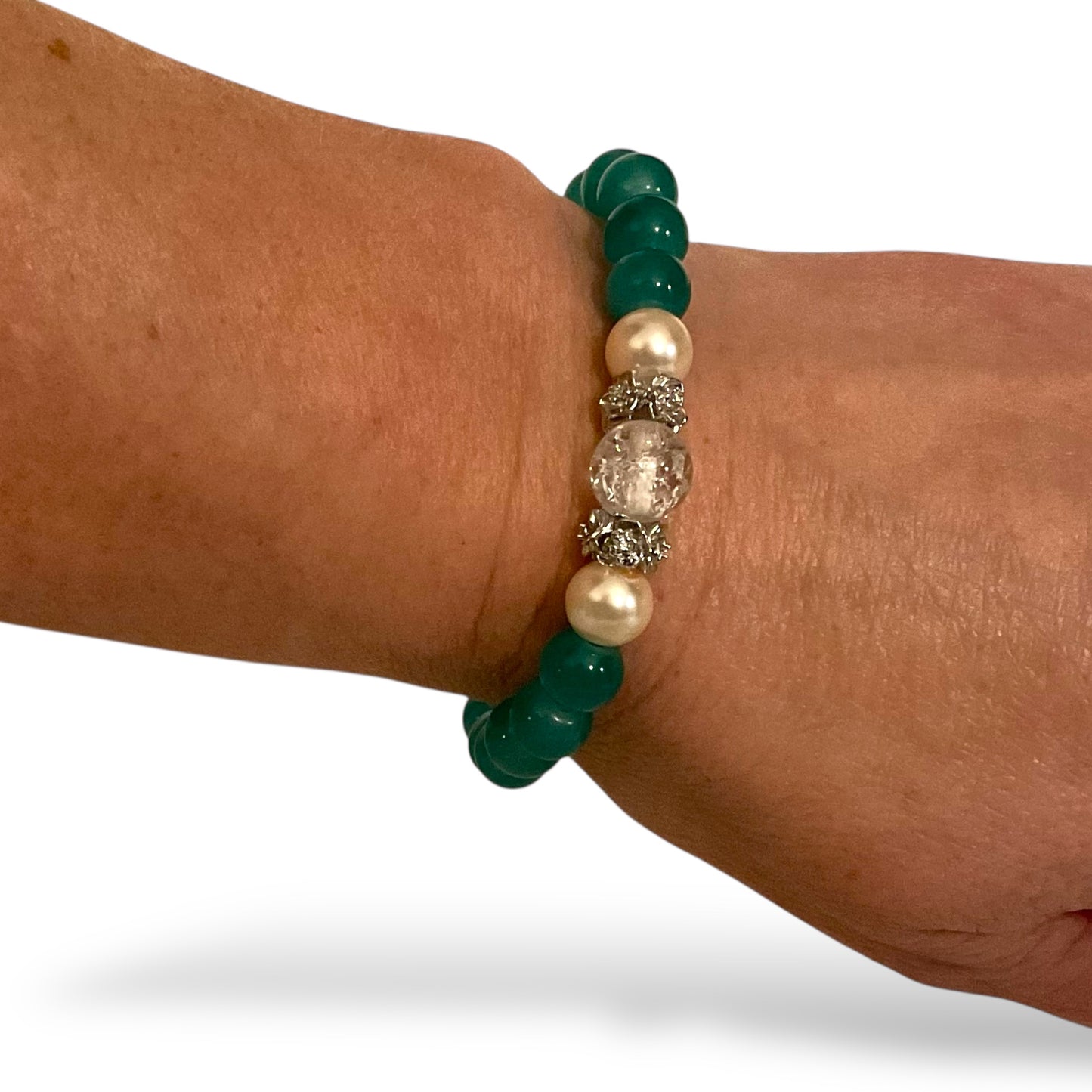 Soft Silver Rose Heart Bracelet