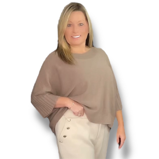 Loose Fit Sweater with 3/4 Sleeves