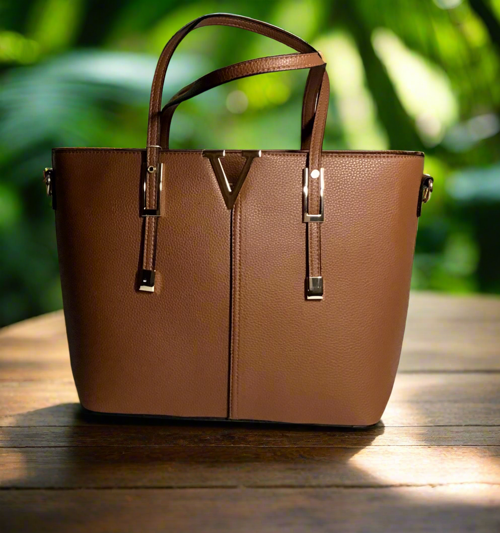 Lola. Designer Inspired Tote Bag ( Small Tan )