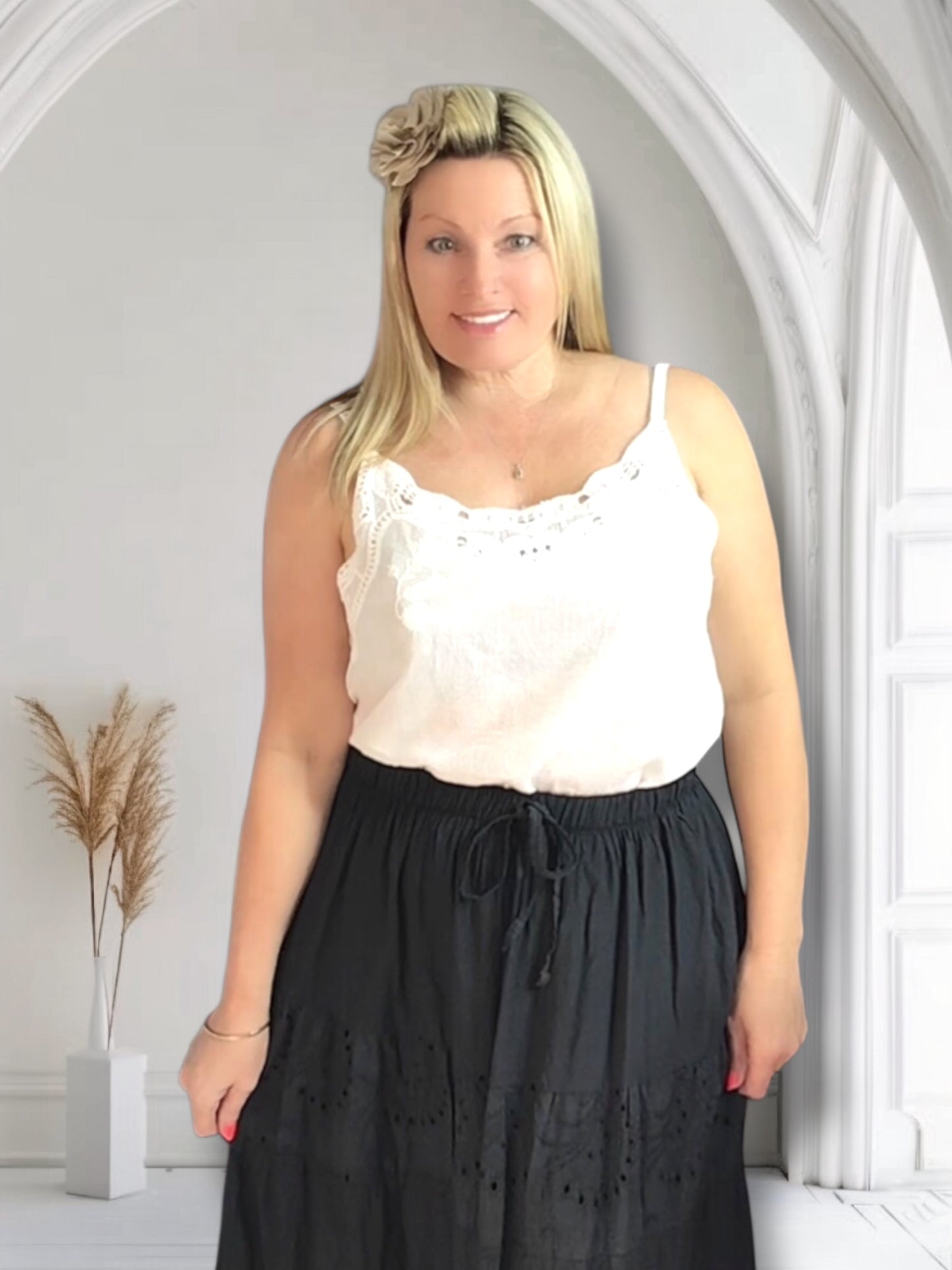 Erin Boho Cotton Embroidery Anglaise Maxi Skirt