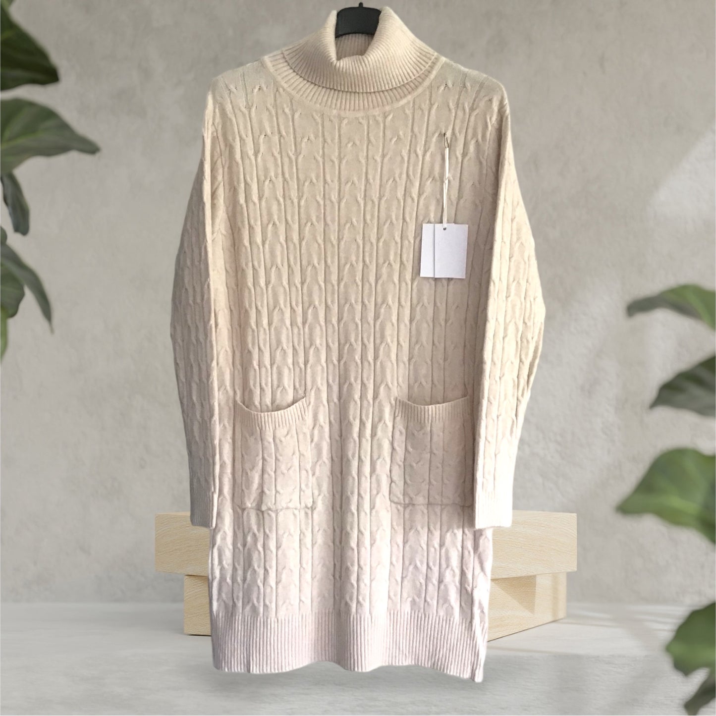 CANDACE. Soft, cozy cable knit jumper dress with pockets