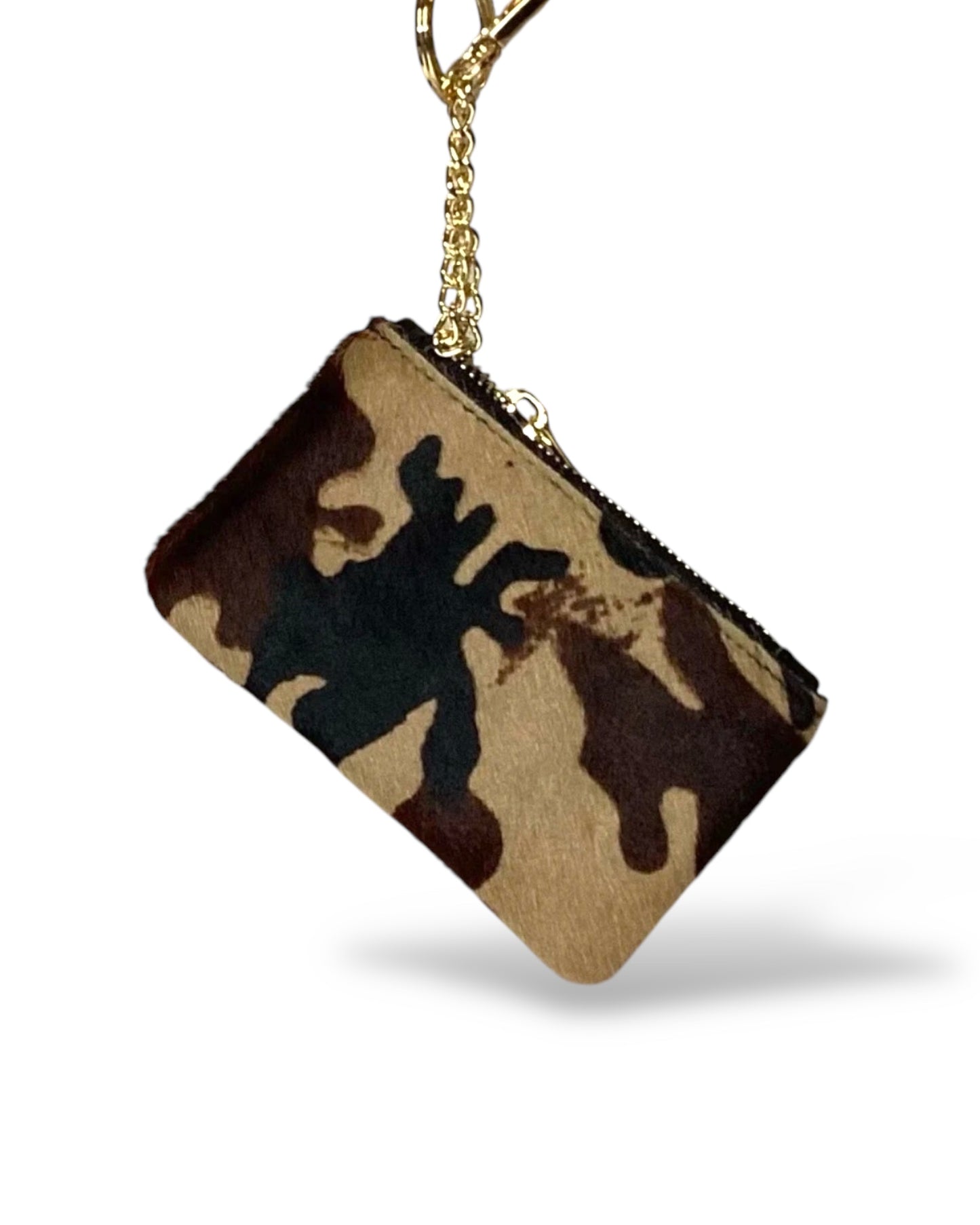 Tessa. Pony Hair Animal Print Leather Keychain Purse