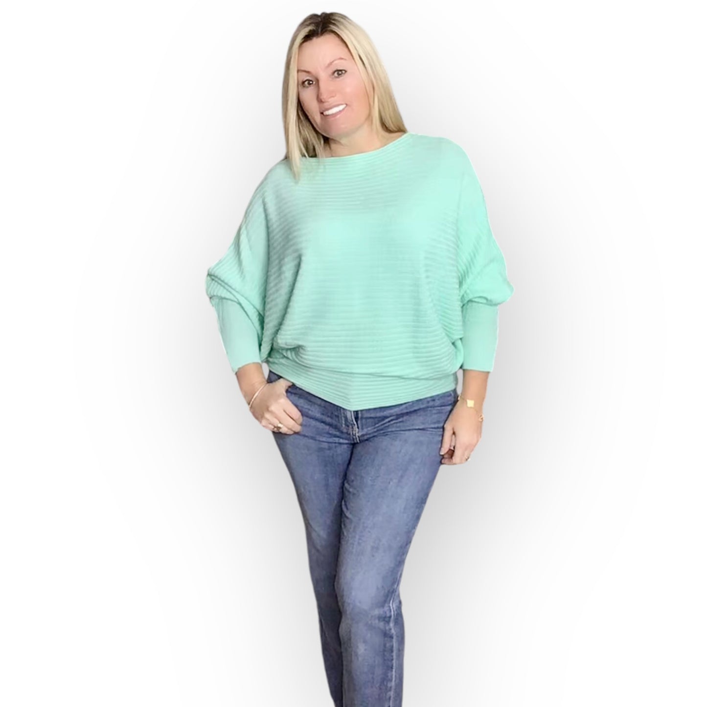 Morgan. Soft Ribbed Batwing Sweater Top