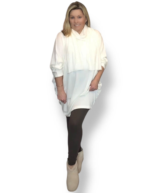 Margot. Oversized Batwing Longline Ribbed Top