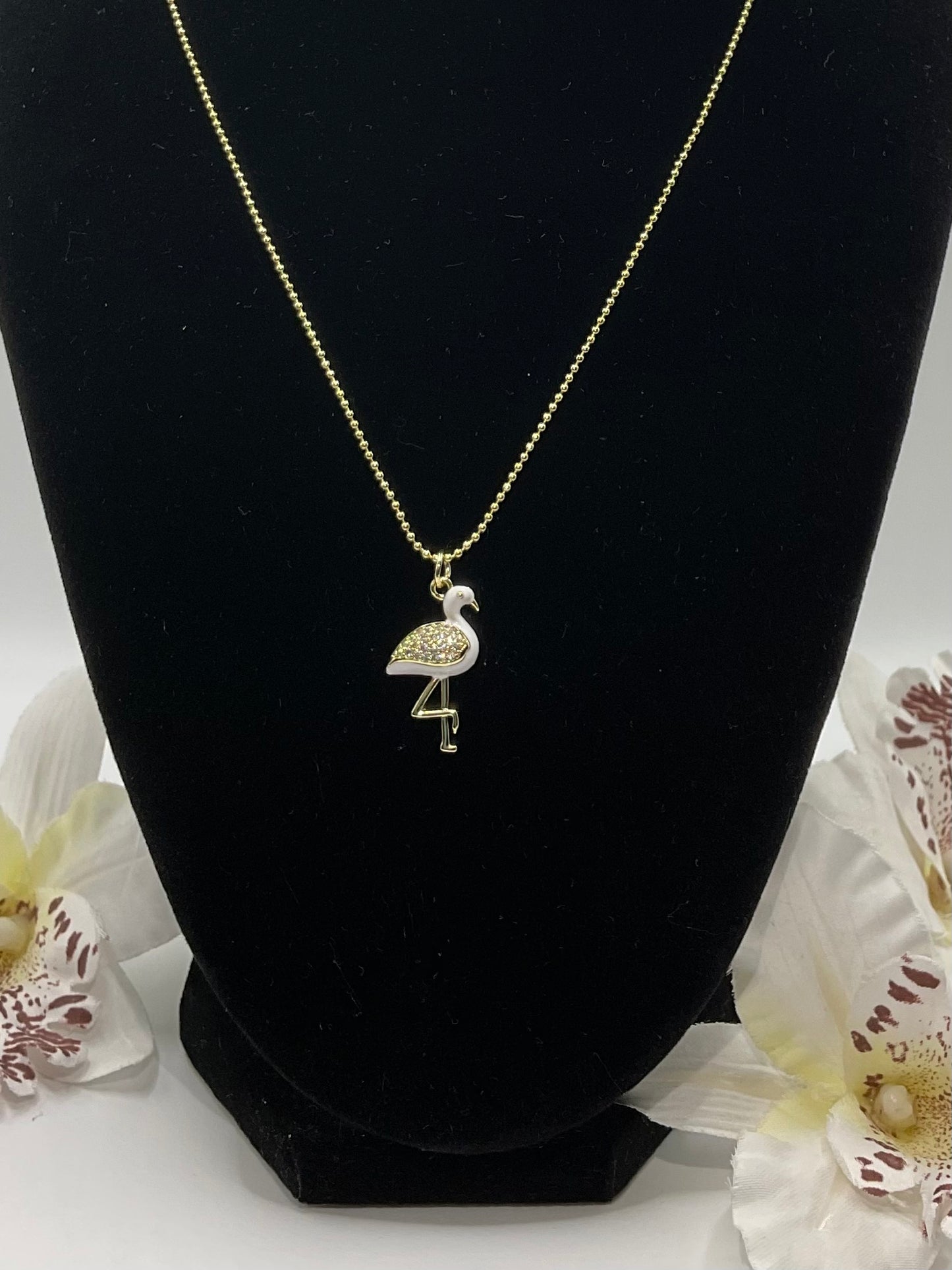 Golden Flamingo Charm Necklace