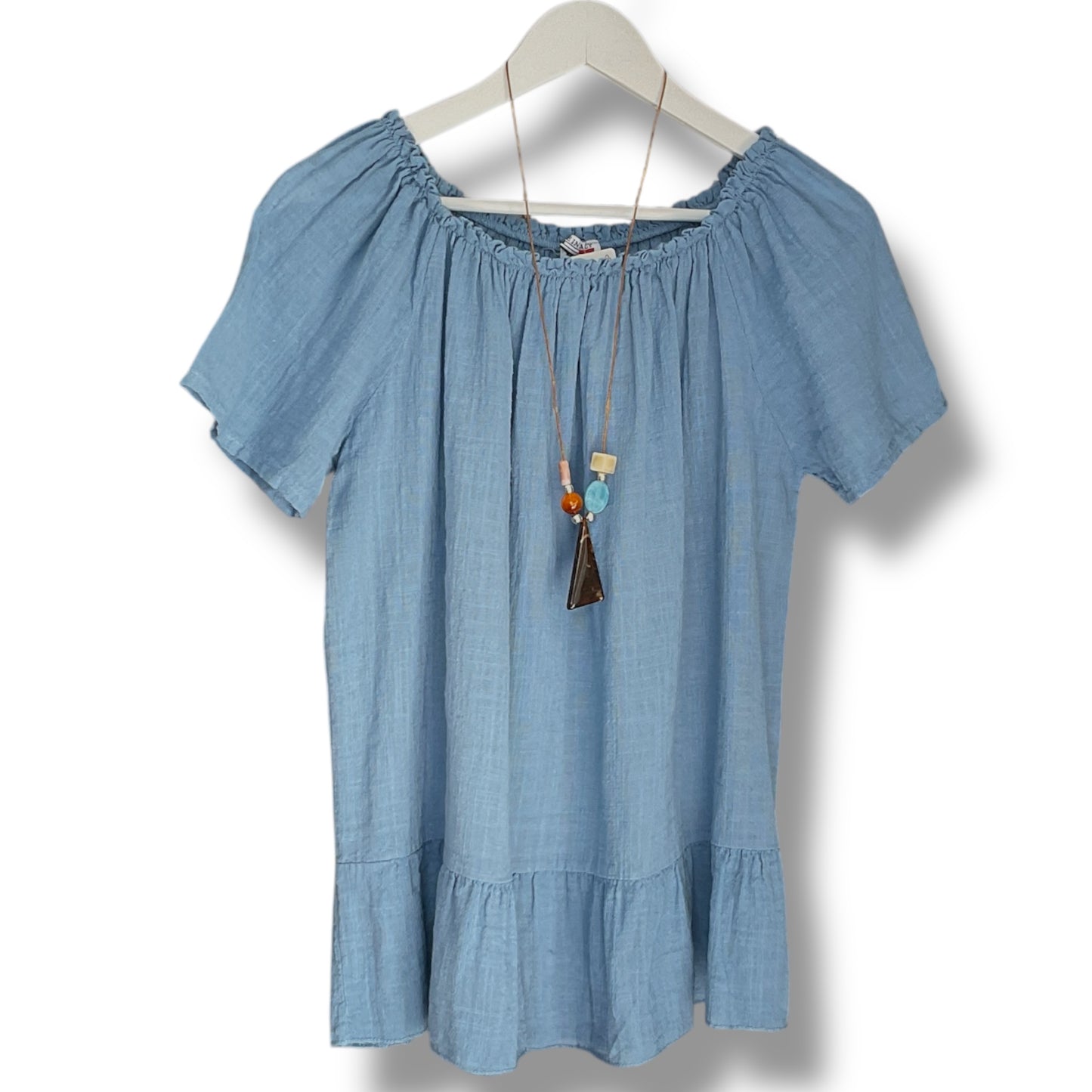 Rosie. Casual Cotton Top with Necklace