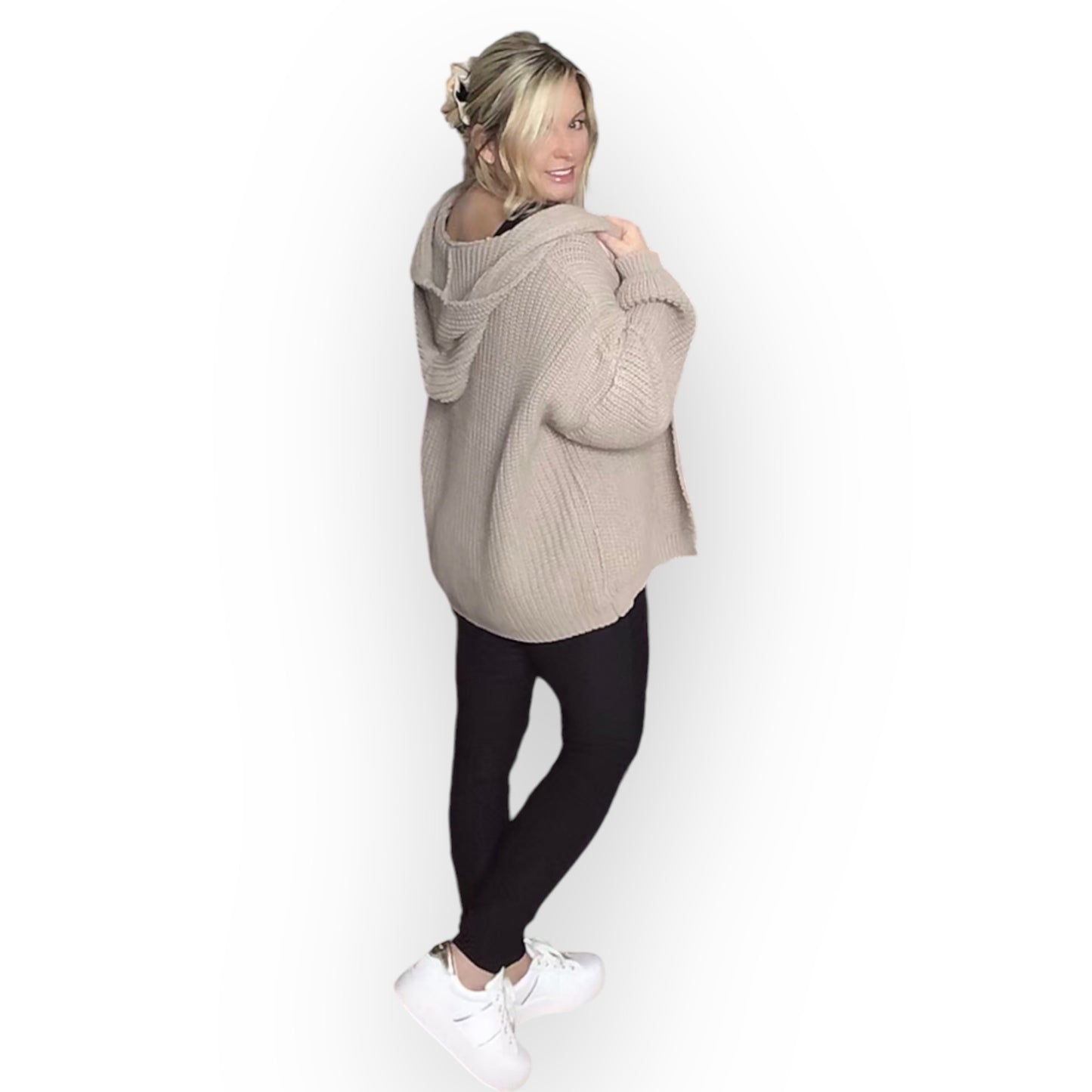 Paula. Soft Double Knit Hoodie Cardigan