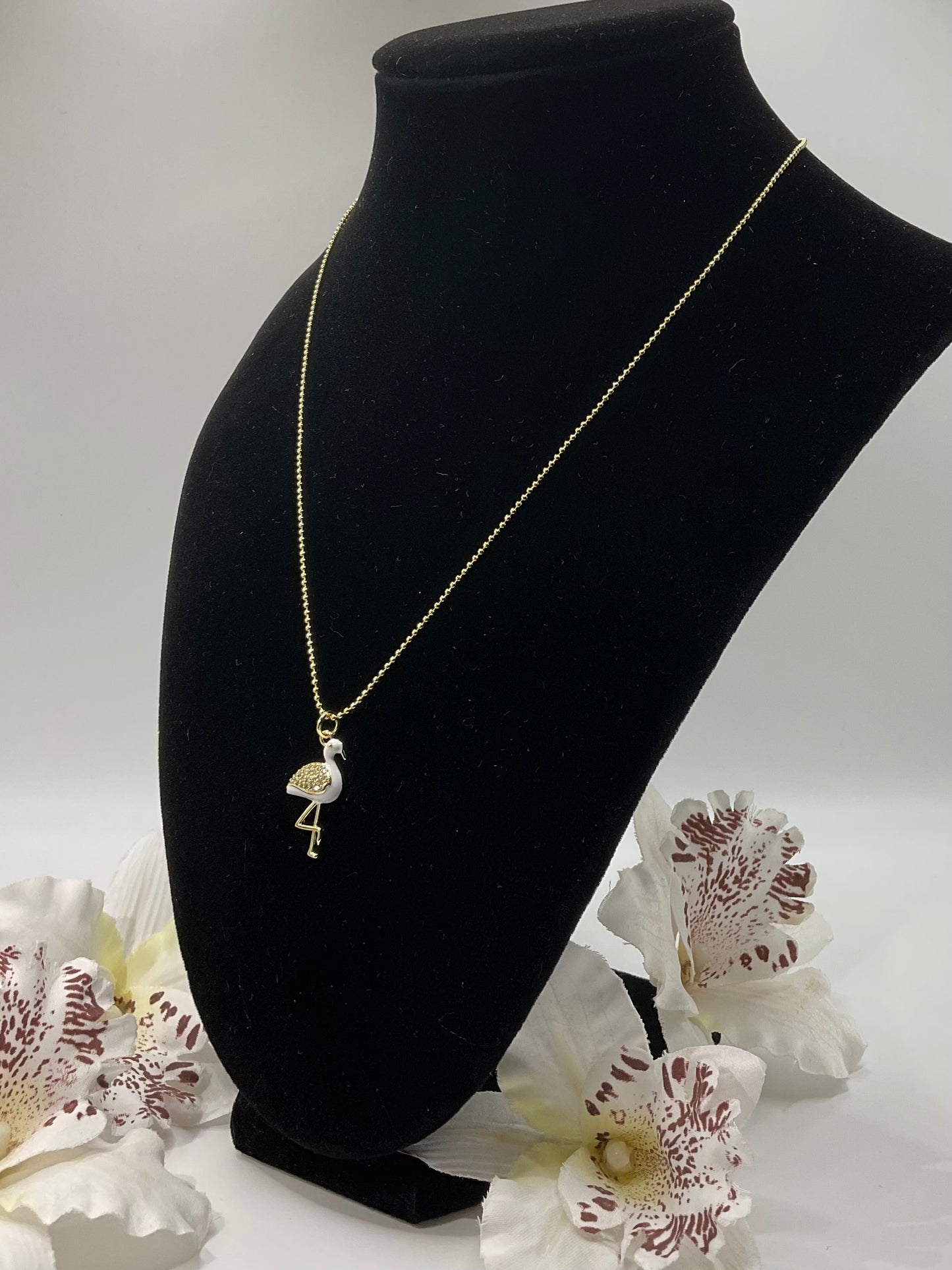 Golden Flamingo Charm Necklace