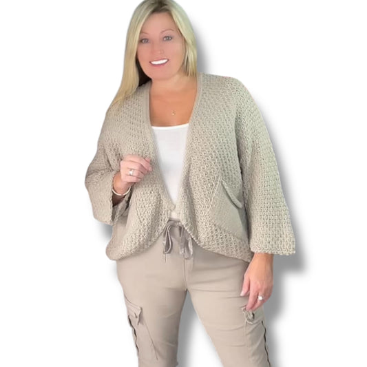 Waffle Knit Cardigan with Pockets (Martha)