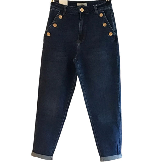 Carman. Gold Button Mum Jeans