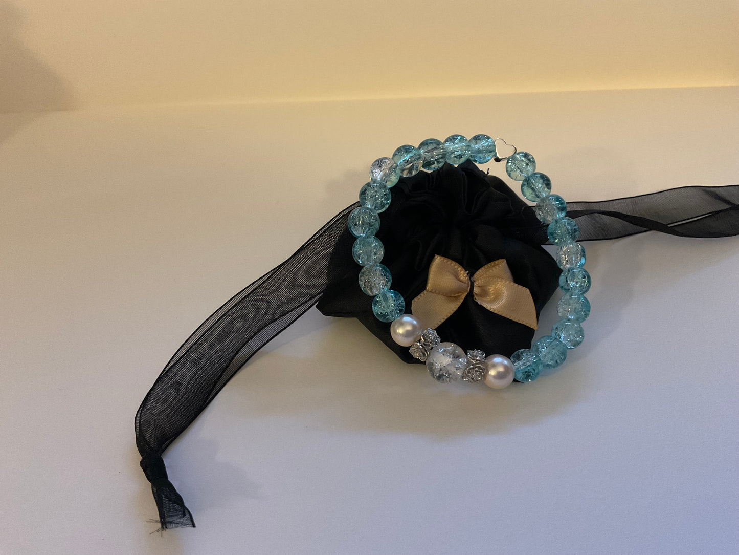 Soft Silver Rose Heart Bracelet