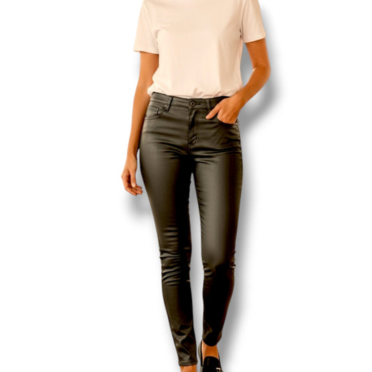 Waxed Look Skinny Jeans