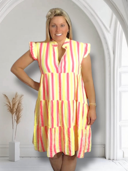 Jenny Neon Cheesecloth Smock Dress
