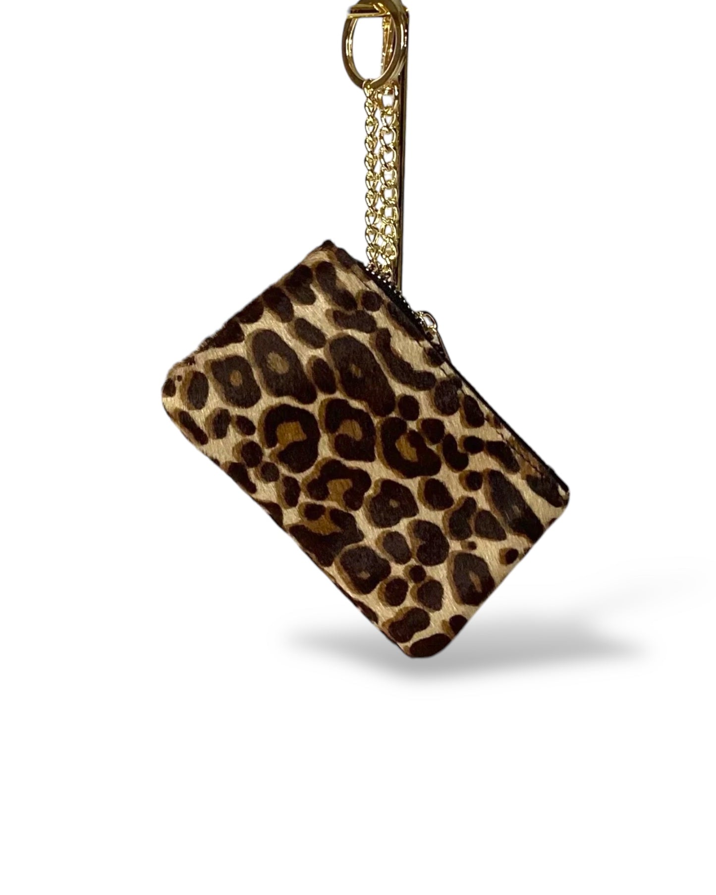 Tessa. Pony Hair Animal Print Leather Keychain Purse