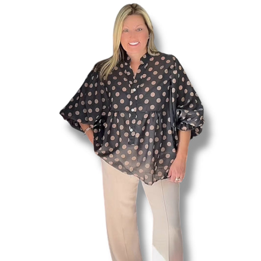 Loose Fit Sheer Blouse (Spot-On)