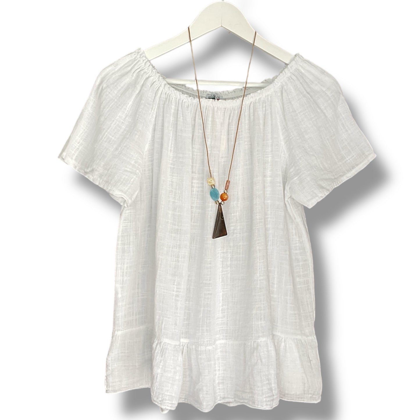 Rosie. Casual Cotton Top with Necklace