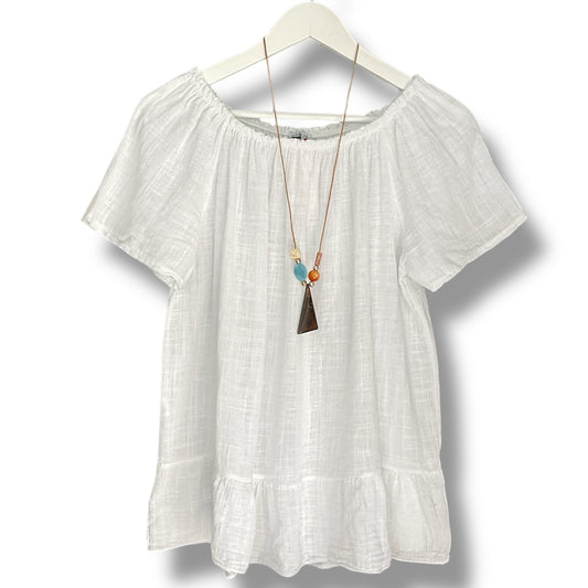Rosie. Casual Cotton Top with Necklace