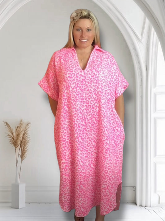 Libby Cheesecloth Neon Animal Print Tunic Dress